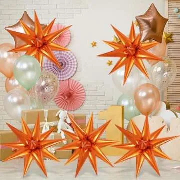 60 Pcs Orange Starburst Balloons for Party Decorations