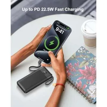 ANOUV 2-Pack Portable Charger with Built-in Cables&AC Wall Plug,10000mAh Power Bank,PD 22.5W USB-C Fast Charging External Battery Pack with LED Display for iPhone 16/15/14 iPad Samsung S22 S21 Galaxy