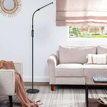 Led Floor Lamp with Remote for Eyelash Extensions Craft Task Lamps Floor Standing Adjustable Gooseneck Dimmer Beauty Lamp Floor for Lashes Facial Spa Salon Makeup