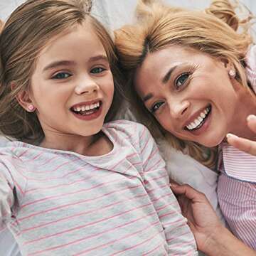 SAILIMUE 12 Pairs Hypoallergenic Screw Back Earrings for Women Girls Surgical Steel Cute Heart CZ Flower Pearl Ball Tiny Screwback Stud Earring