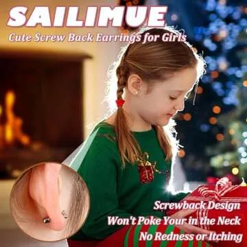 SAILIMUE 12 Pairs Hypoallergenic Screw Back Earrings for Women Girls Surgical Steel Cute Heart CZ Flower Pearl Ball Tiny Screwback Stud Earring