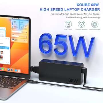 Universal USB Type C Laptop Charger 65W 45W Fit for Lenovo HP Dell Acer Asus Samsung Sony Fast Chrom...