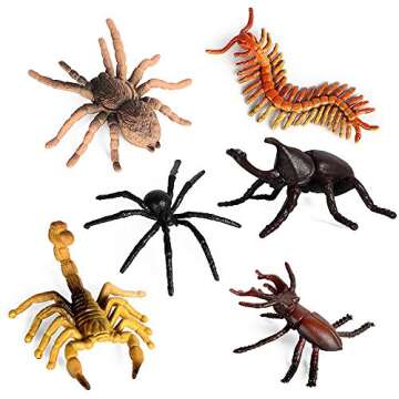 RCOMG 12 PCS Small Realistic Insects Figures Toys, Plastic Wildlife Animal Fake Bug Toys Halloween P...