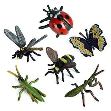 RCOMG 12 PCS Small Realistic Insects Figures Toys, Plastic Wildlife Animal Fake Bug Toys Halloween Party Favor School Project Bug Figurines Set for Kids Toddlers