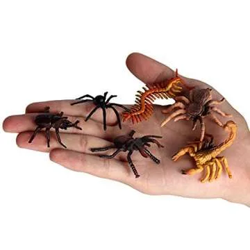 RCOMG 12 PCS Small Realistic Insects Figures Toys, Plastic Wildlife Animal Fake Bug Toys Halloween Party Favor School Project Bug Figurines Set for Kids Toddlers