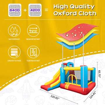 JOYMOR Bounce House Inflatable Bouncing Castle Play Center w/Air Blower, Jump'n Slide Bouncer, Suitable for Toddler Baby & Little Kids