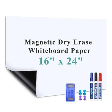 Warasee Magnetic Dry Erase Whiteboard Paper, 16" x 24" Self Adhesive Whiteboard for Wall, Easy to Wr...