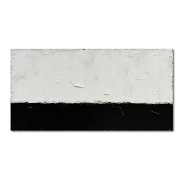 NANKAI art Hand-painted Minimalist oil painting Abstract black and white painting 24x48 inch contemp...