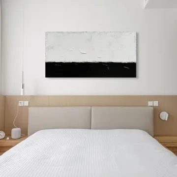 NANKAI Hand-Painted Abstract Black & White Oil Painting 24x48