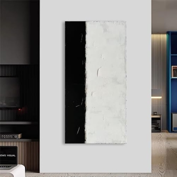 NANKAI Hand-Painted Abstract Black & White Oil Painting 24x48