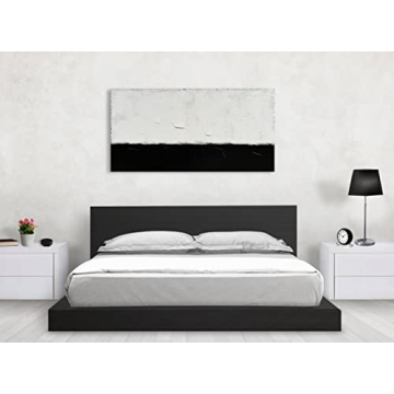 NANKAI Hand-Painted Abstract Black & White Oil Painting 24x48