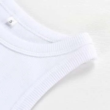 Artfish Women Casual Basic Sleeveless High Neck Rib-Knit Front Racerback Crop Tank Top 01#White,XS