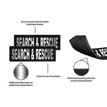 Dogline Search & Rescue Removable Velcro Patches for Large/X-Large
