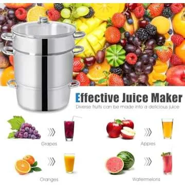LDAILY 11 Quart Steam Juicer, 3-Layer Steam Juice Extractor, Fruit Vegetable Steamer w/Tempered Glas...