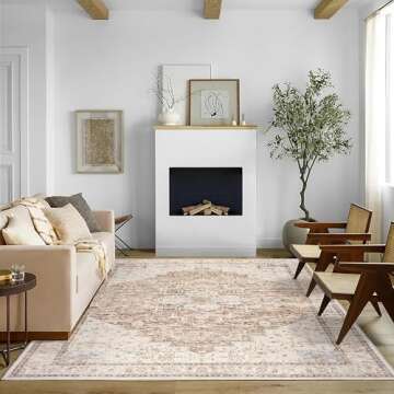 BILEEHOME Modern Farmhouse Area Rugs 8x10 Living Room Dining Room Under Table Easy to Clean Earth To...