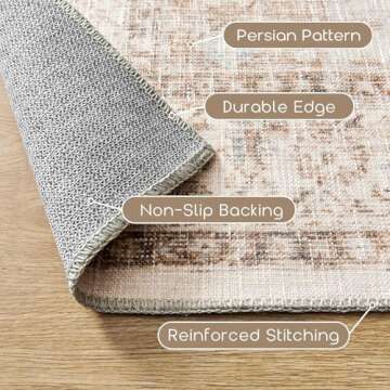 BILEEHOME Modern Farmhouse Area Rugs 8x10 Living Room Dining Room Under Table Easy to Clean Earth Tone Country Rustic Persian Neutral Rug,Light Tan Brown and Beige with Rust Terracotta Pattern