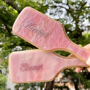 Hair Brushes for Women,Personalized Rhinestone Hair Brush with Name,Custom Marble Hairbrush,Handmade Inlay Rhinestones Hairbrush,Natural Wooden Bamboo Brush Scalp Massage-Suit for All Hari Types
