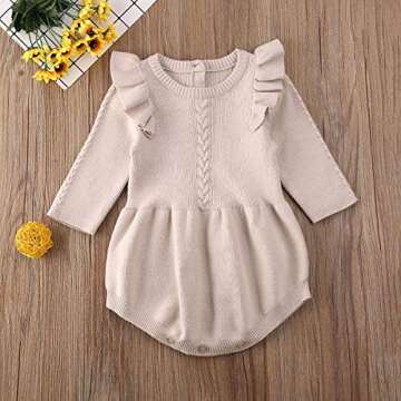Newborn Baby Girl Boy Knit Sweater Romper Neutral One Piece Bodysuit Pullover Fall Winter Clothes (Y...
