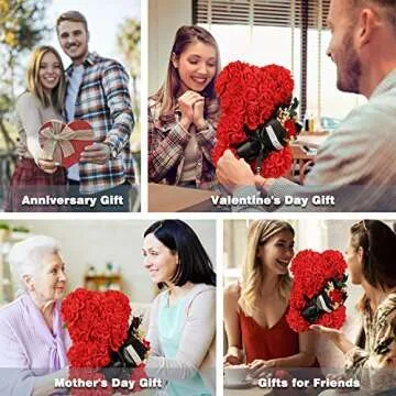 K KYMAKE Valentines Day Rose Bear and Necklace Gift Set