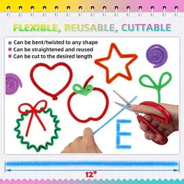 Pipe Cleaners Chenille Stems 1050 Pieces 30 Assorted Colors for Craft Arts Creative DIY Projects Decorations, 6mm x 12inch Fuzzy Colored Chenille Stem Sticks Set Craft Supplies for Kids and Adults