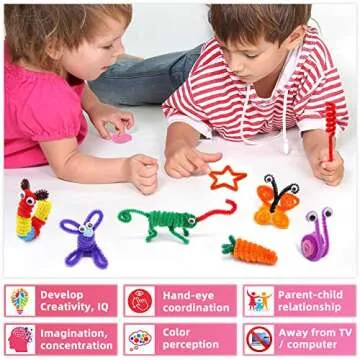 Pipe Cleaners Chenille Stems 1050 Pieces 30 Assorted Colors for Craft Arts Creative DIY Projects Decorations, 6mm x 12inch Fuzzy Colored Chenille Stem Sticks Set Craft Supplies for Kids and Adults