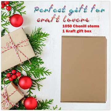 Pipe Cleaners Chenille Stems 1050 Pieces 30 Assorted Colors for Craft Arts Creative DIY Projects Decorations, 6mm x 12inch Fuzzy Colored Chenille Stem Sticks Set Craft Supplies for Kids and Adults