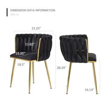 Stylish Velvet Dining Chairs Set of 2 with Metal Legs