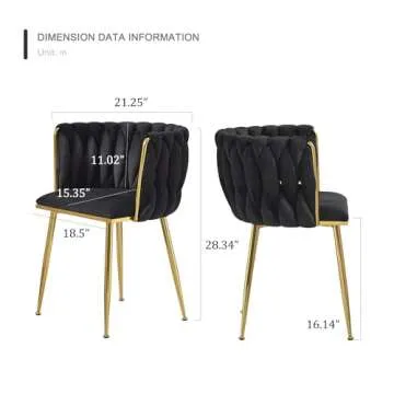 Stylish Velvet Dining Chairs Set of 2 with Metal Legs