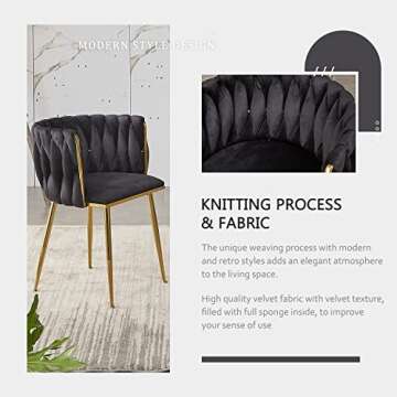 Stylish Velvet Dining Chairs Set of 2 with Metal Legs