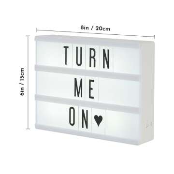 My Cinema Lightbox - Mini Cinema Lightbox, 8"x6" - Personalized Light Box Sign with 100 Letters, Numbers, & Symbols, USB cable included, white light box with letters