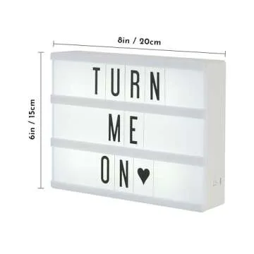 My Cinema Lightbox - Mini Cinema Lightbox, 8"x6" - Personalized Light Box Sign with 100 Letters, Numbers, & Symbols, USB cable included, white light box with letters