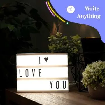 My Cinema Lightbox - Mini Cinema Lightbox, 8"x6" - Personalized Light Box Sign with 100 Letters, Numbers, & Symbols, USB cable included, white light box with letters