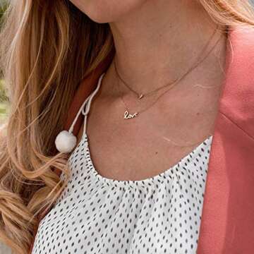 MYEARS Women Word Love Necklace Gold Cursive Pendant 14K Gold Plated Simple Dainty Chain Everyday Je...