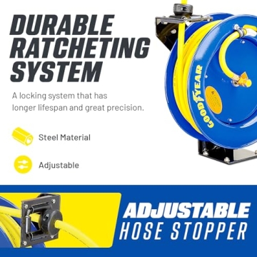 Goodyear Heavy Duty Air Hose Reel 3/8" x 50' for All Uses