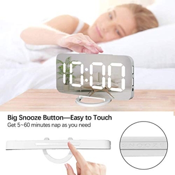 Miowachi Digital Alarm Clock with Dimmable LED Display and USB Ports