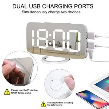 Miowachi Digital Alarm Clock with Dimmable LED Display and USB Ports