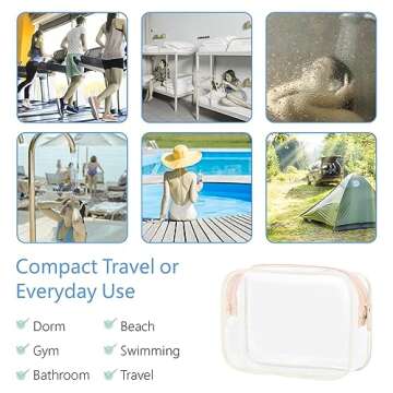 PACKISM Clear Makeup Bags - 3 Pack TSA Approved Toiletry Bags Clear Travels Bags for Toiletries, Clear Cosmetic Bags Airport Carry on Clear Compliant Bag, Baby Pink