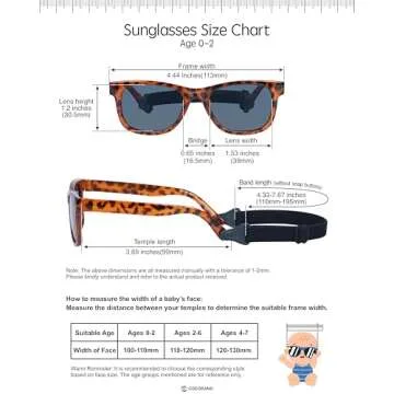 COCOSAND Flexible Polarized Baby Sunglasses with Strap UV Protection for Toddler Infant Newborn Girl Boy Age 0-24 Months, Tortie with Grey Lens