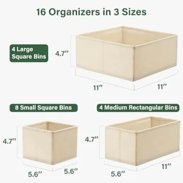 Kootek 16 Pack Drawer Organizer Set for Clothing Storage