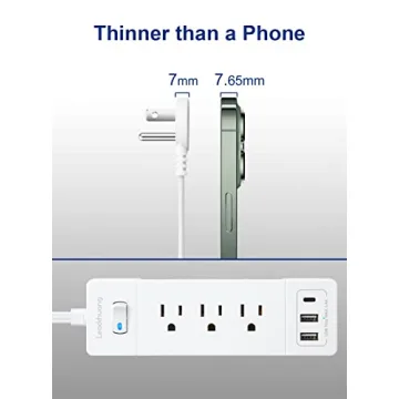 Leadchuang Power Strip Ultra-Flat Plug with USB C Ports