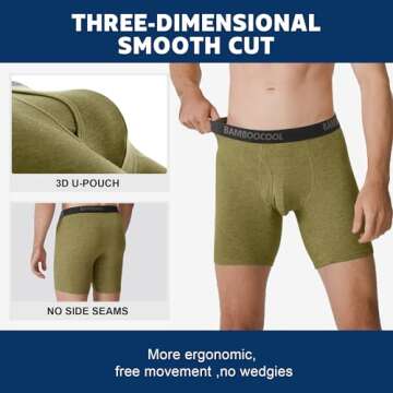 BAMBOO COOL Mens Underwear Boxer Briefs for Comfort