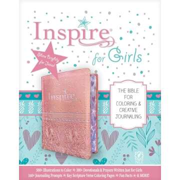 Inspire Bible for Girls NLT (LeatherLike, Pink): The Bible for Coloring & Creative Journaling
