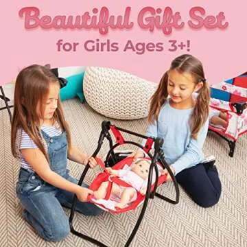 Litti Pritti 18-Inch Baby Doll Nursery Playset - Baby Doll Accessories Set with Swing, Crib, High Chair, and Carrier - Baby Doll Furniture for Girls - Suitable for 18-Inch Dolls and Kids Ages 3 and Up