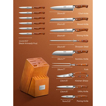Premium 16PCS Knipan Kitchen Knife Set with Block