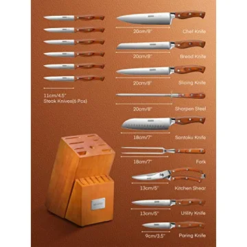 Premium 16PCS Knipan Kitchen Knife Set with Block