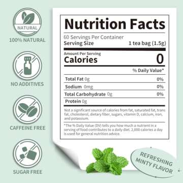 Lynginya Spearmint Tea, 60 Tea Bags - Premium Spearmint Leaves - Natural Herbal Tea - Refreshing & Minty - No Sugar & No Caffeine