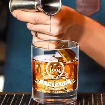 1994 Whiskey Glass in Wooden Box for 30th Birthday