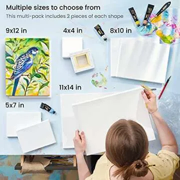 ARTEZA 10 Pack Stretched Canvas for All Artists' Needs