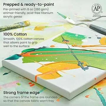 ARTEZA 10 Pack Stretched Canvas for All Artists' Needs