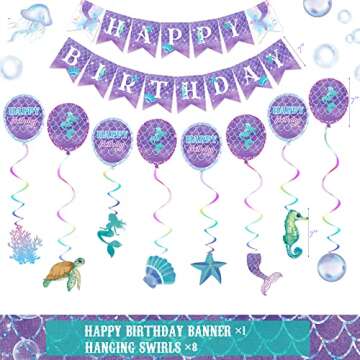 Nalyee Mermaid Party Supplies (Serves 16), Complete Mermaid Birthday Party Supplies, Mermaid Birthda...